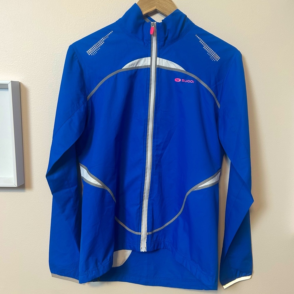 SUGOI Royal Blue Reflective Running Jacket with Silver Accents